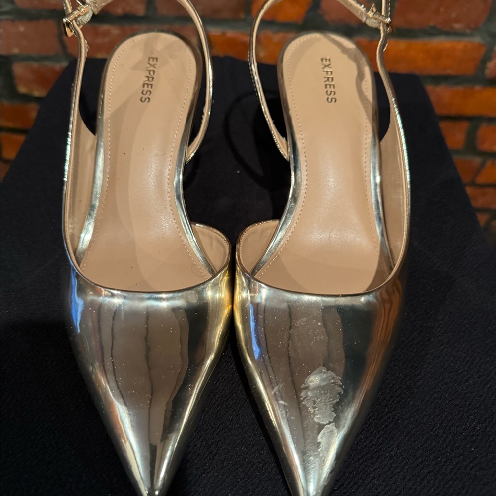 Metallic Slingback heals sz. 9